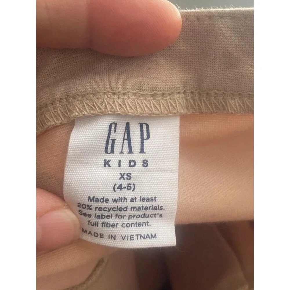 Gap Kids Khaki Pleated Stretch Skirt Size XS 4-5 Side Zip School Uniform